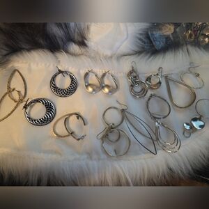 Vintage Earring Lot Odd Shape Hoops & Dangles All Wearable or Repurpose or Craft